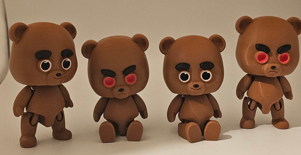 3D printed Happy/angry swivel headed bear
