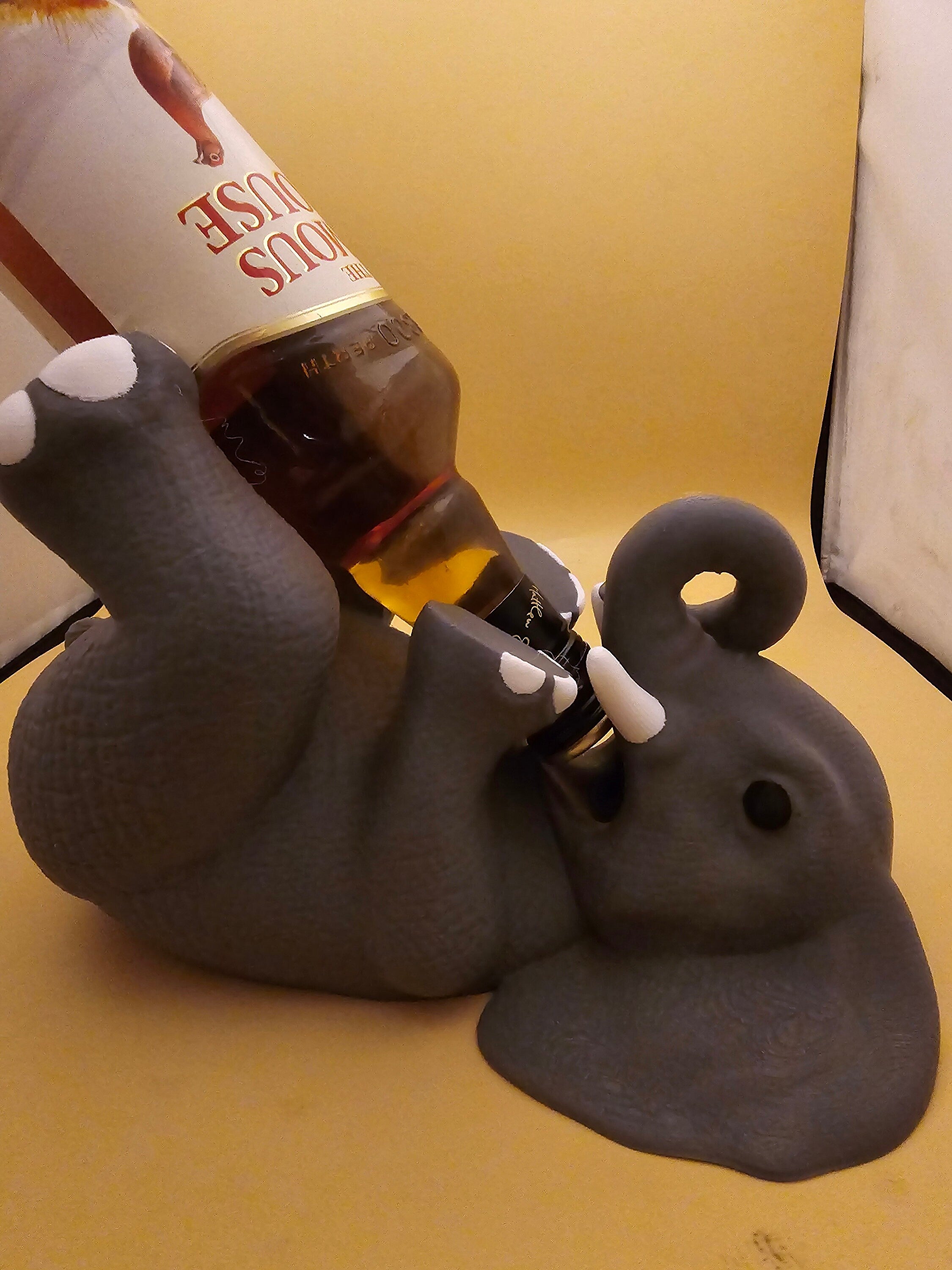 3D printed elephant bottle holder