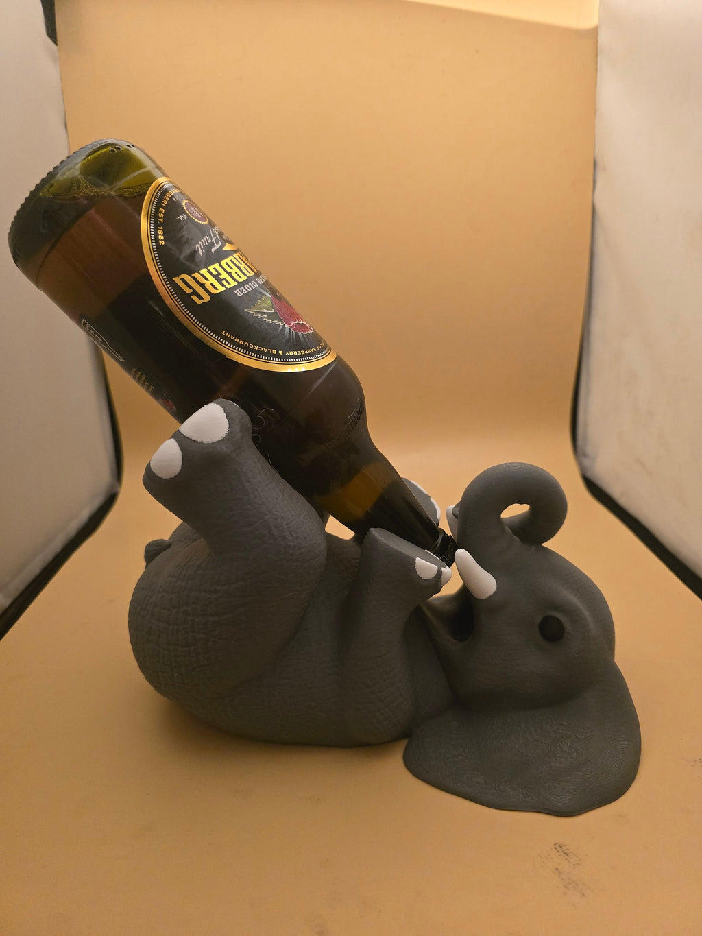 3D printed elephant bottle holder