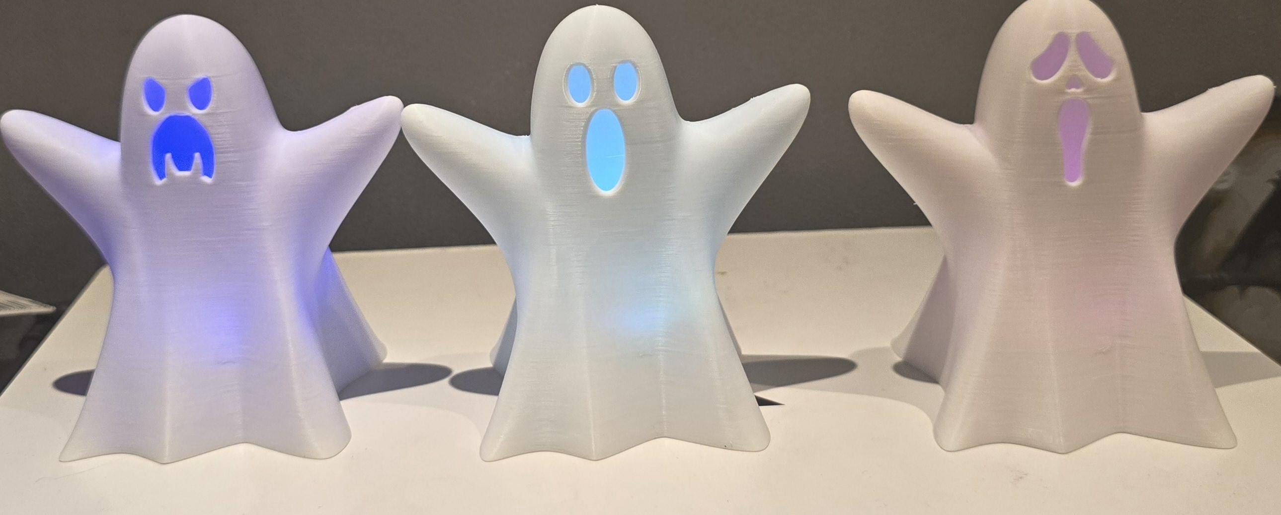 light up ghost figures 3D printed halloween decor (set of 3)