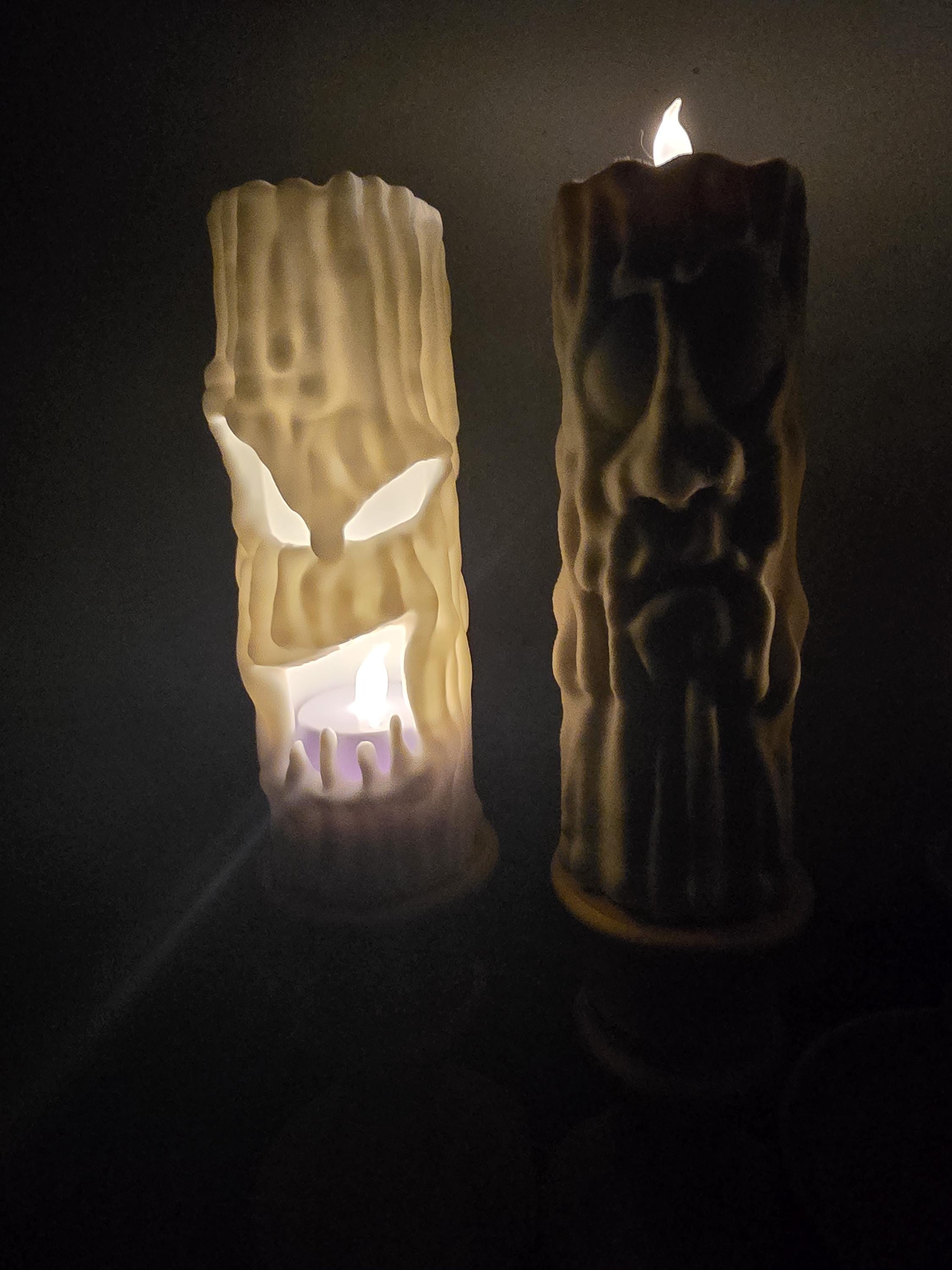creepy light up halloween candles with spooky faces (pack of 2 candles)