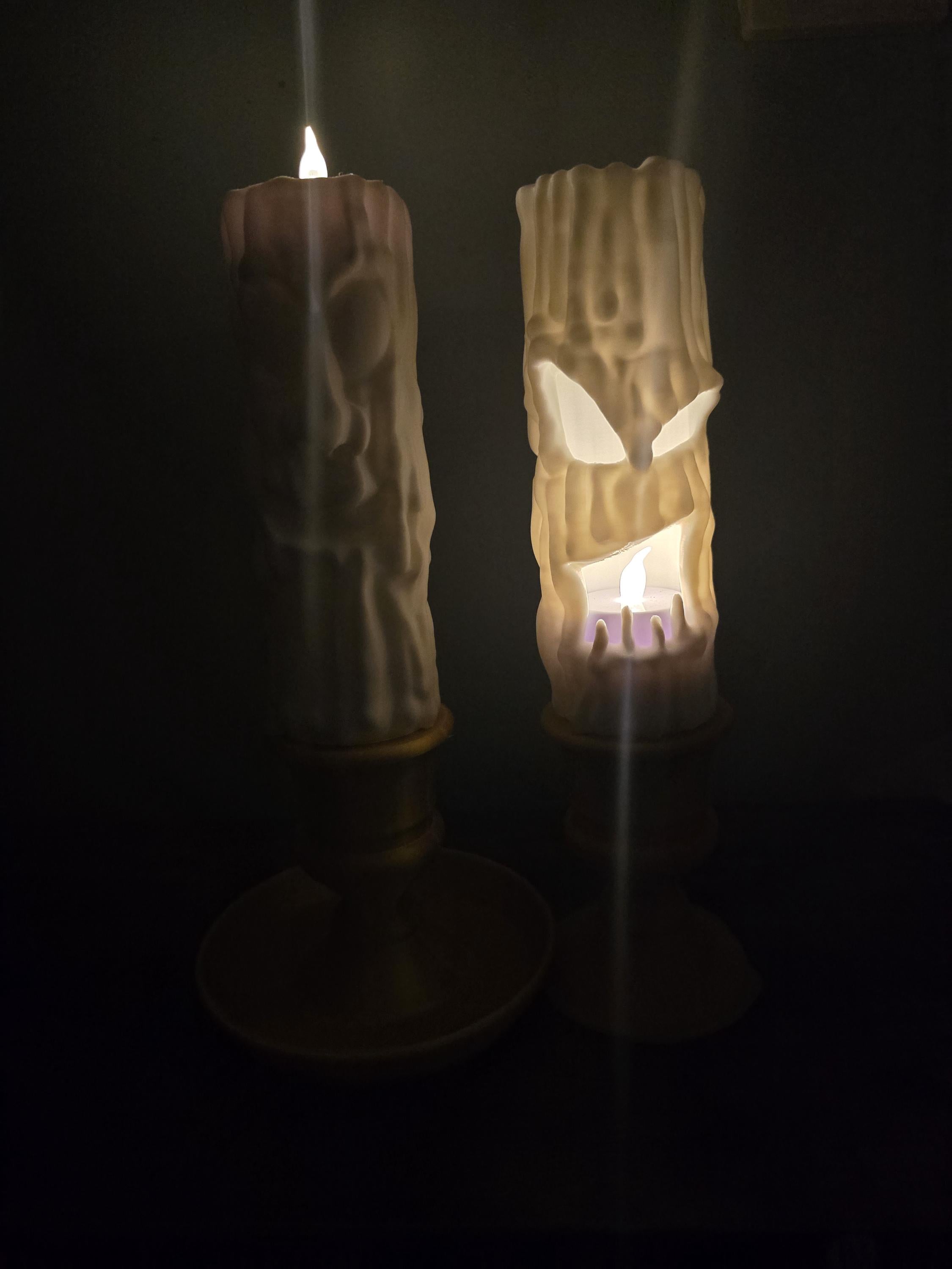 creepy light up halloween candles with spooky faces (pack of 2 candles)