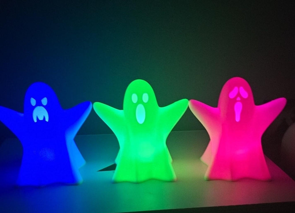 light up ghost figures 3D printed halloween decor (set of 3)
