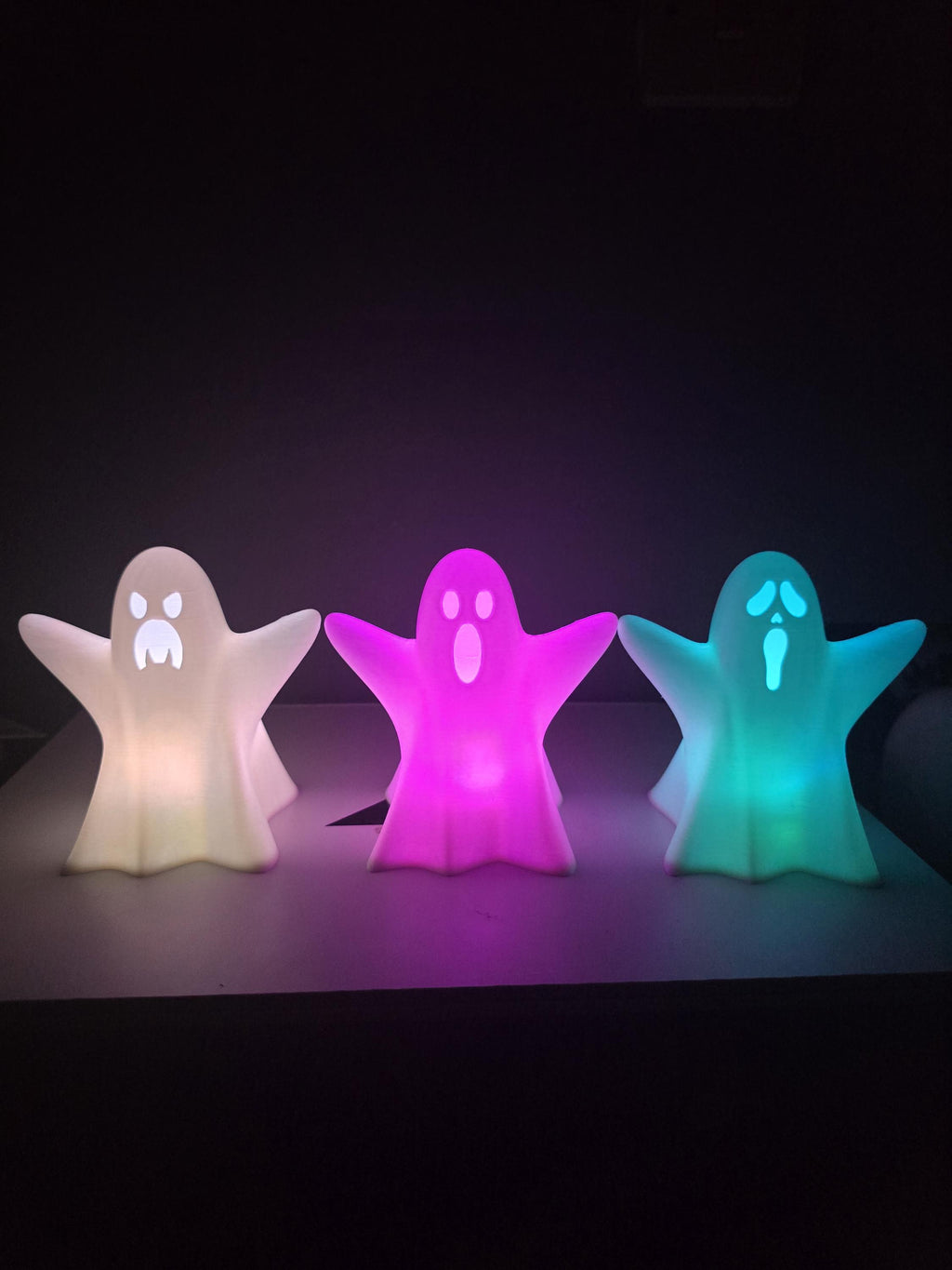 light up ghost figures 3D printed halloween decor (set of 3)
