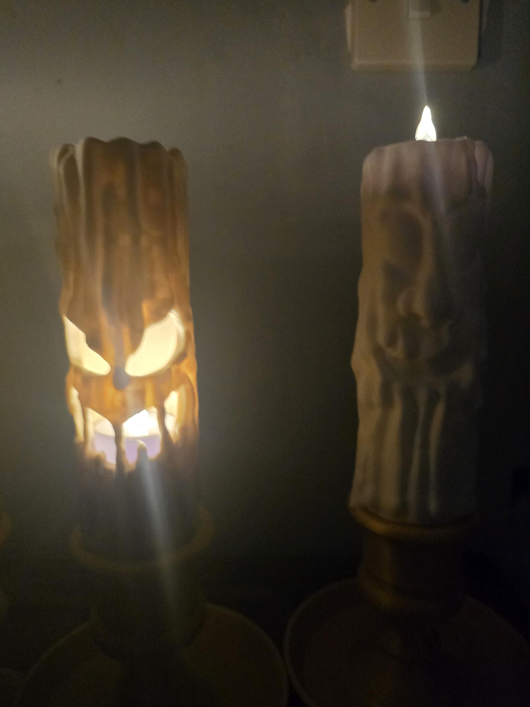 creepy light up halloween candles with spooky faces (pack of 2 candles)
