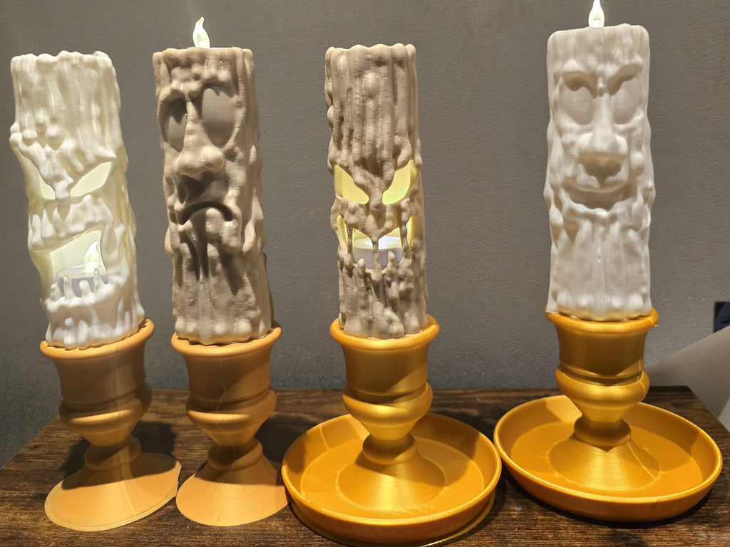 creepy light up halloween candles with spooky faces (pack of 2 candles)