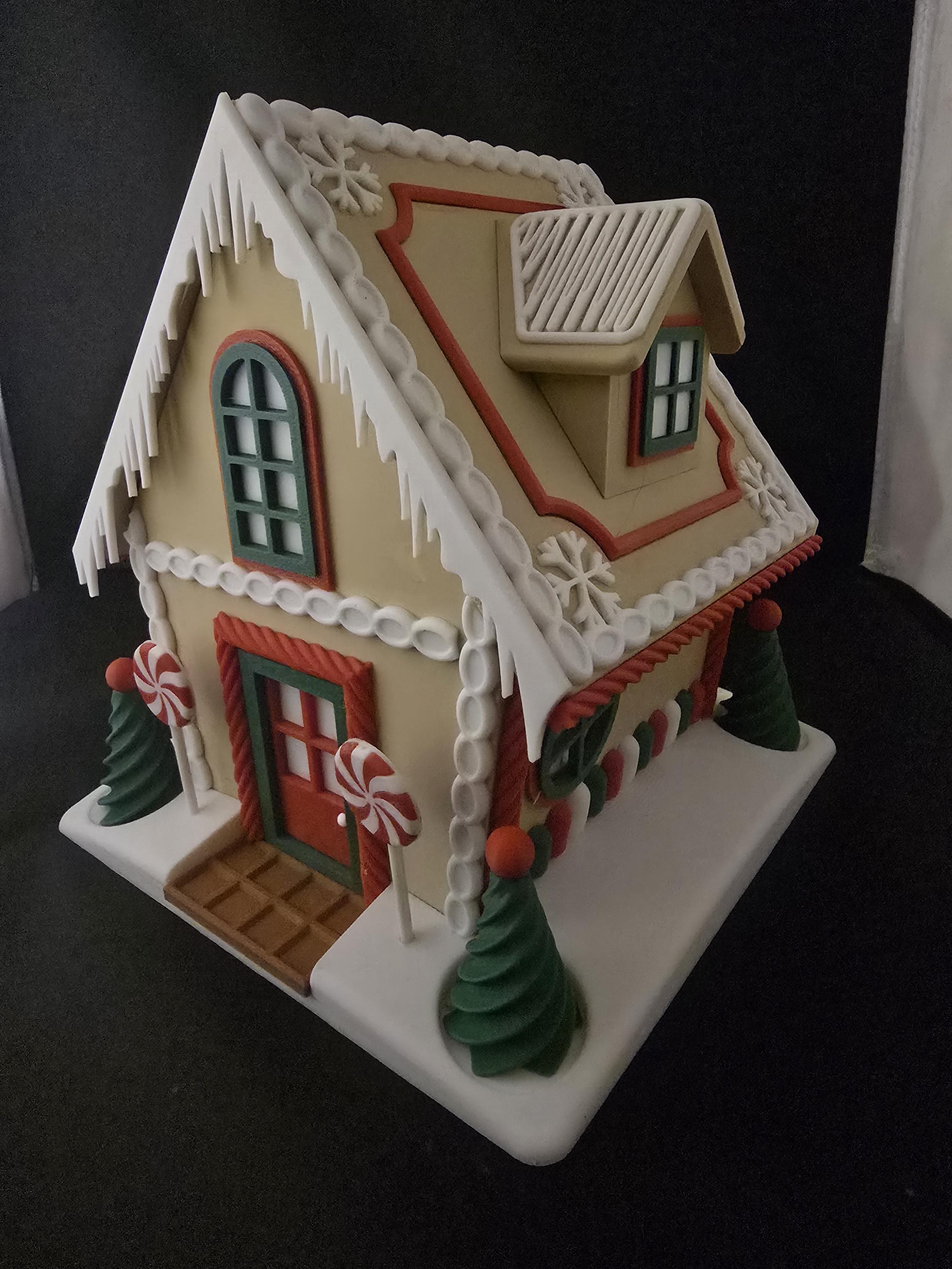 3D Printed Gingerbread House Candy Bowl, Light Up Christmas Decor
