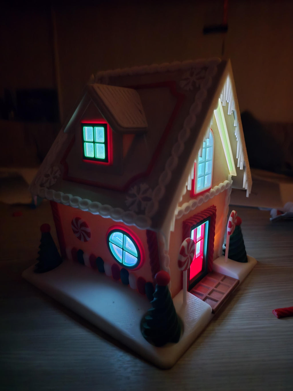 3D Printed Gingerbread House Candy Bowl, Light Up Christmas Decor