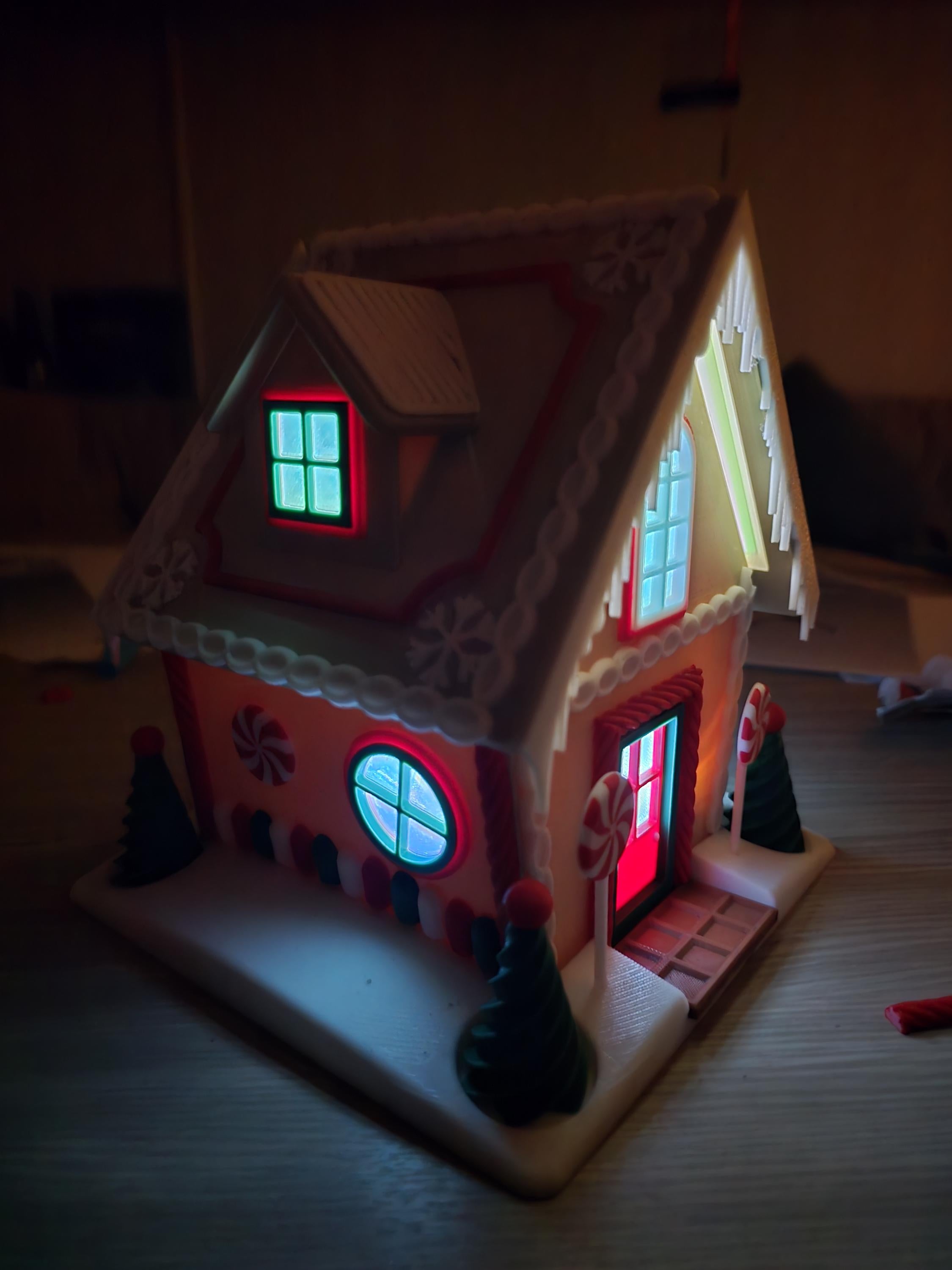 3D Printed Gingerbread House Candy Bowl, Light Up Christmas Decor