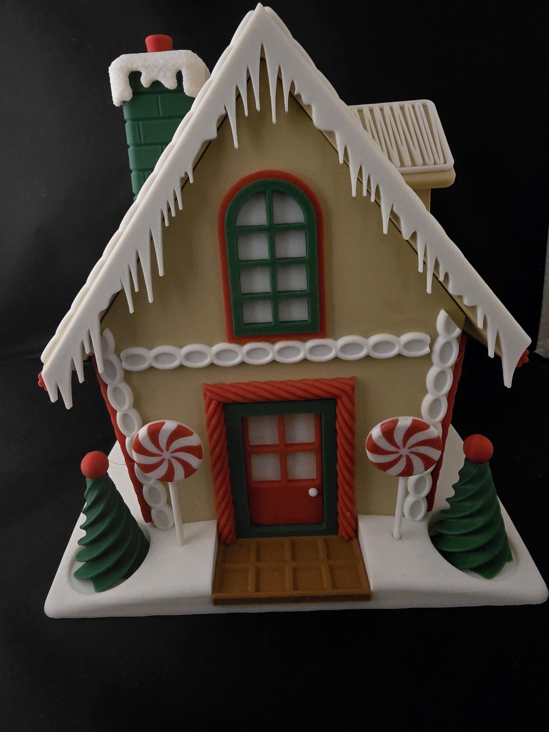 3D Printed Gingerbread House Candy Bowl, Light Up Christmas Decor
