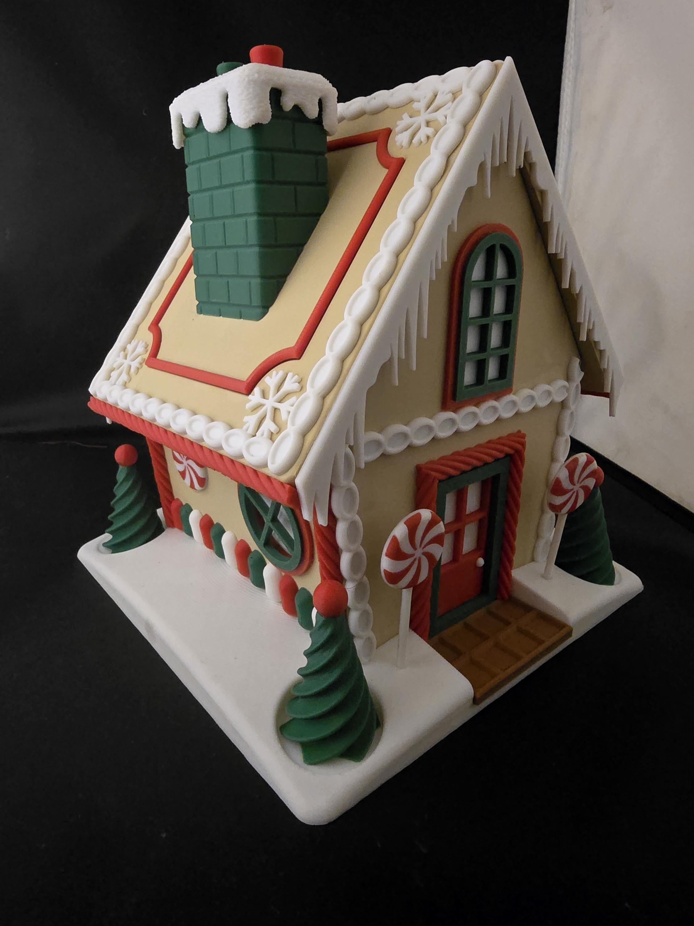 3D Printed Gingerbread House Candy Bowl, Light Up Christmas Decor