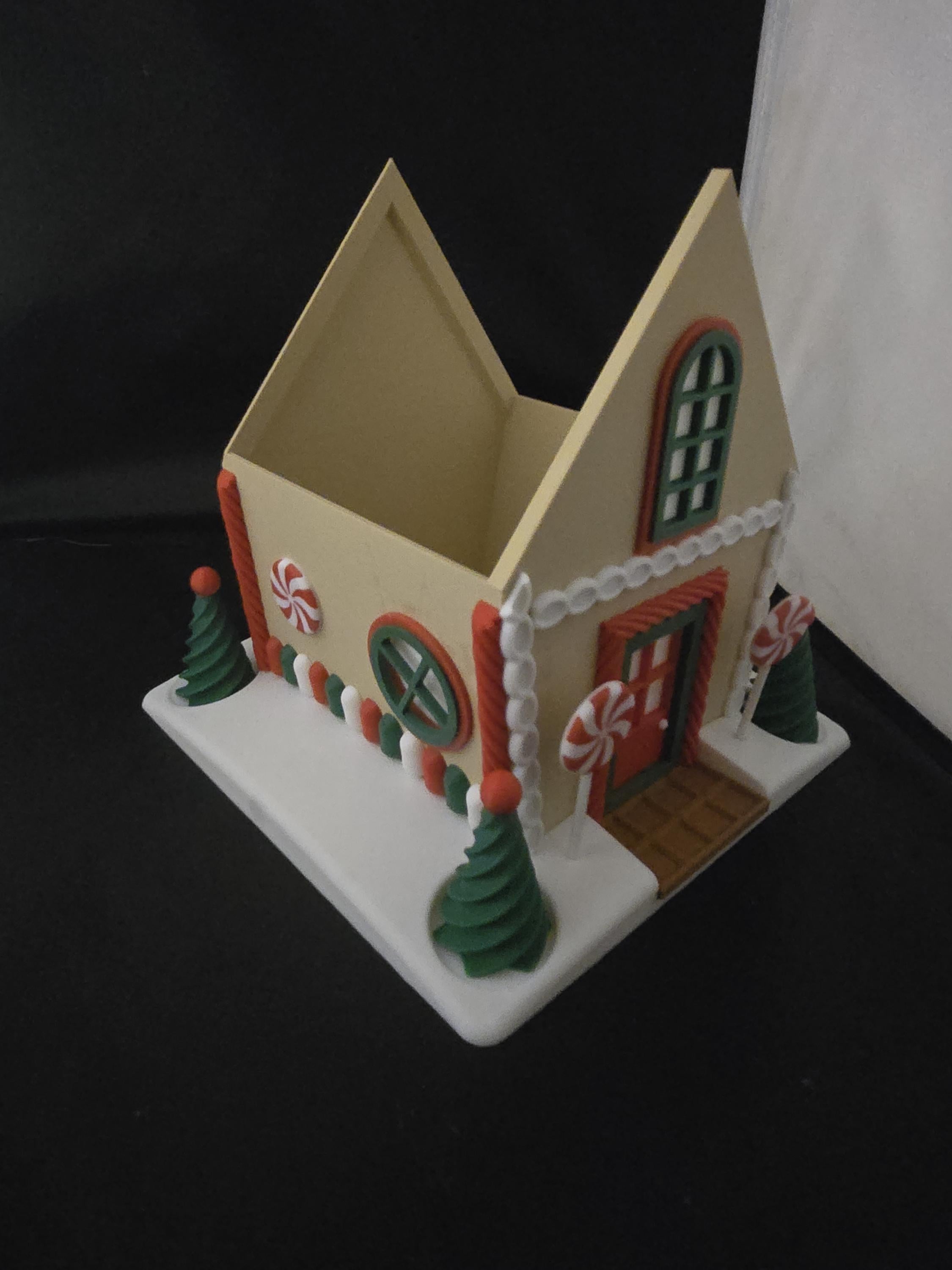 3D Printed Gingerbread House Candy Bowl, Light Up Christmas Decor