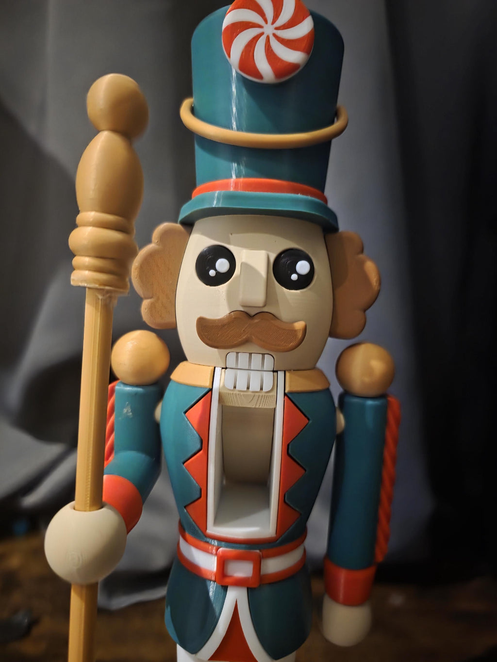 Traditional Christmas nutcracker decoration with movable mouth over 1ft tall