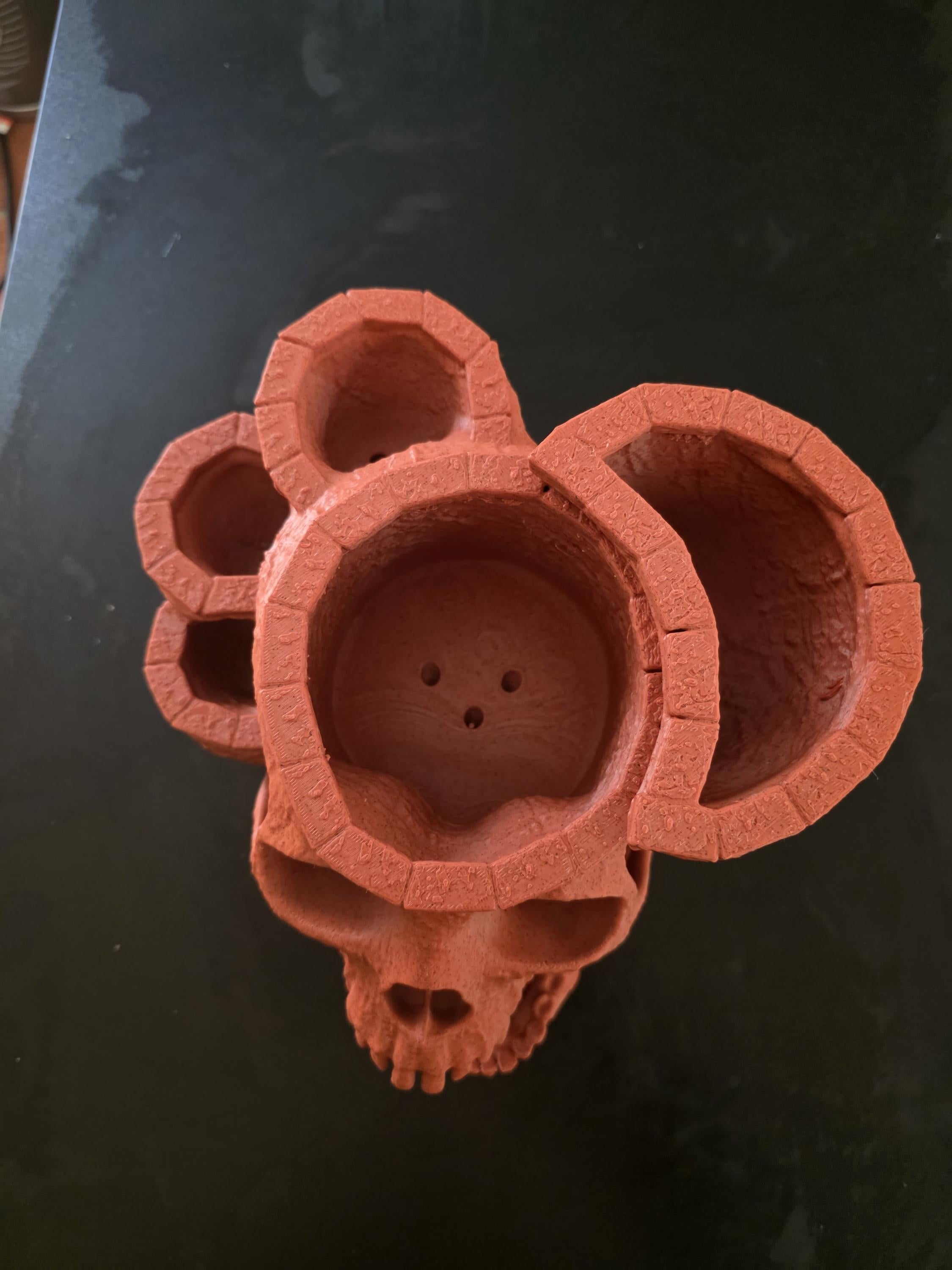 large 3D printed skull planter with drain holes suitable for indoor or outdoor
