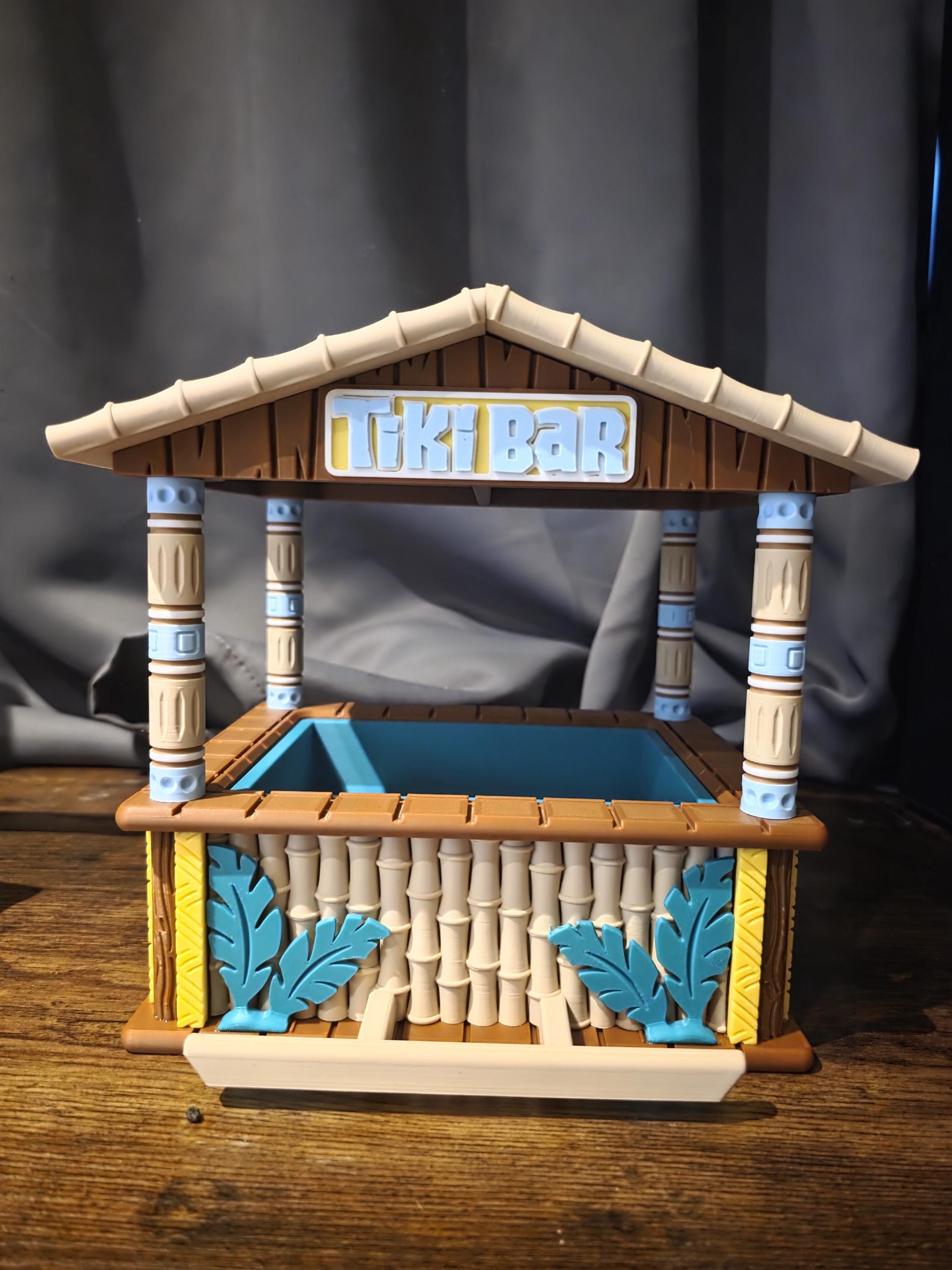 Hanging 3D printed Tiki bar themed birdhouse feeder