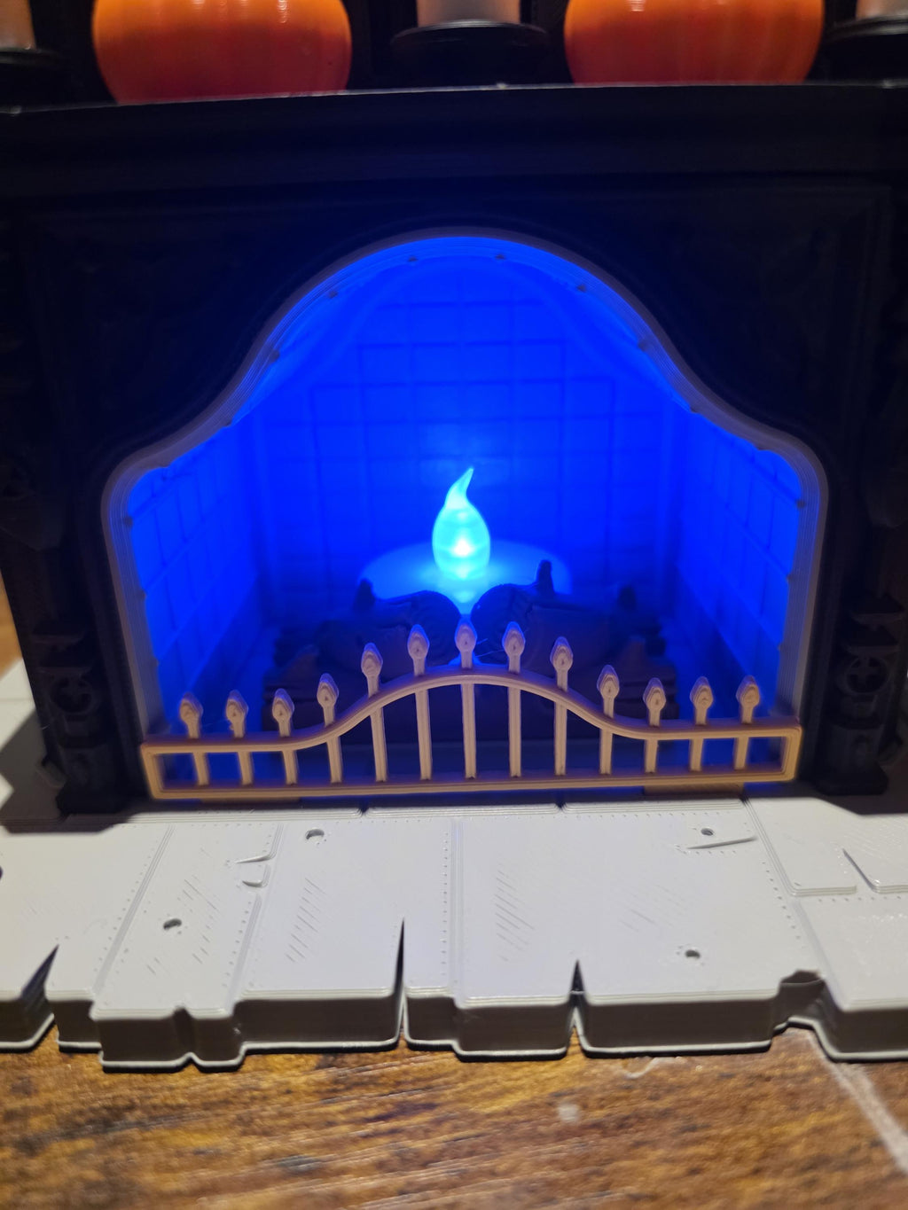 3D printed halloween gothic fireplace with light