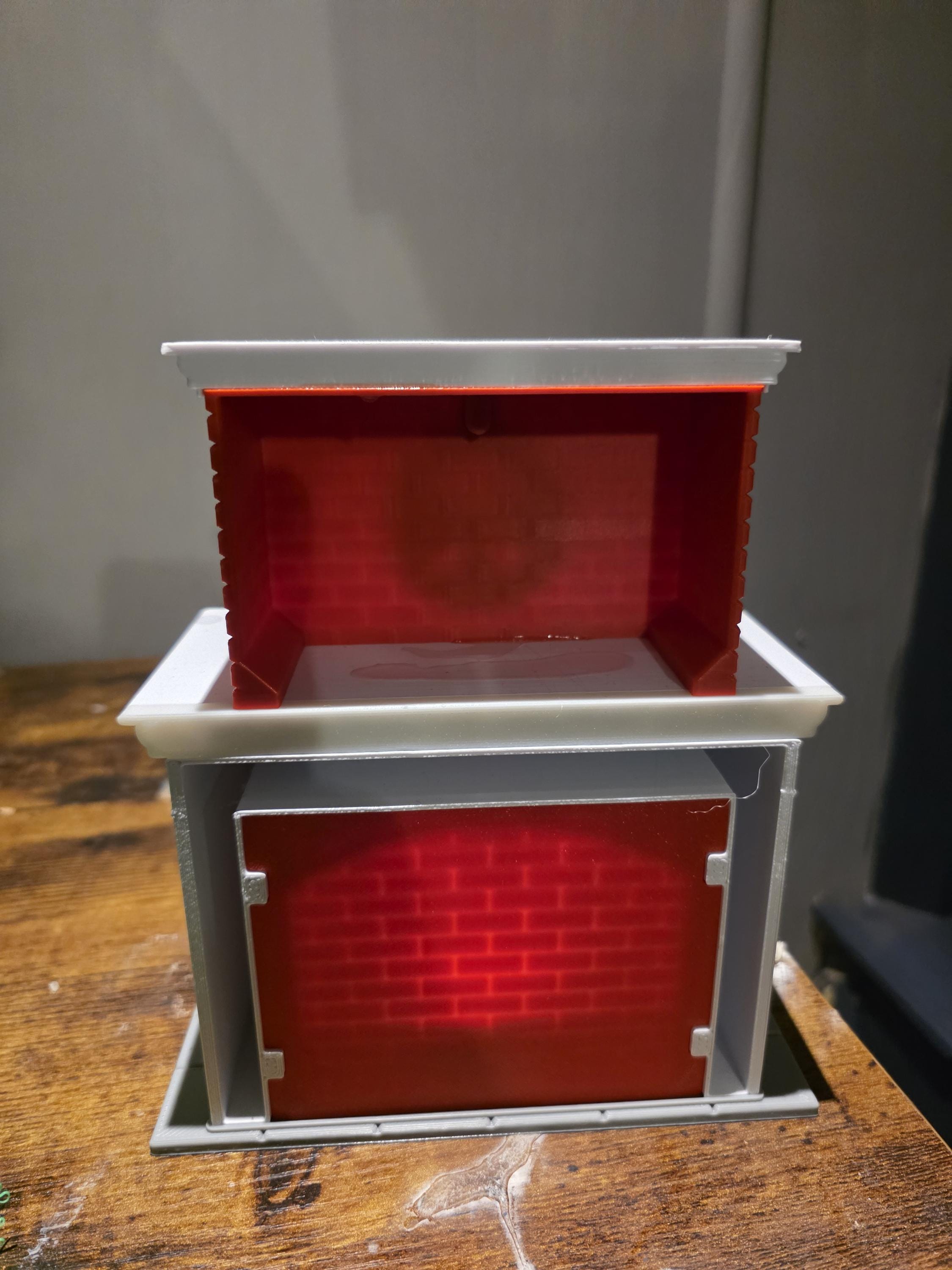 3D Printed Christmas Fireplace Scene with Flickering Tea Light
