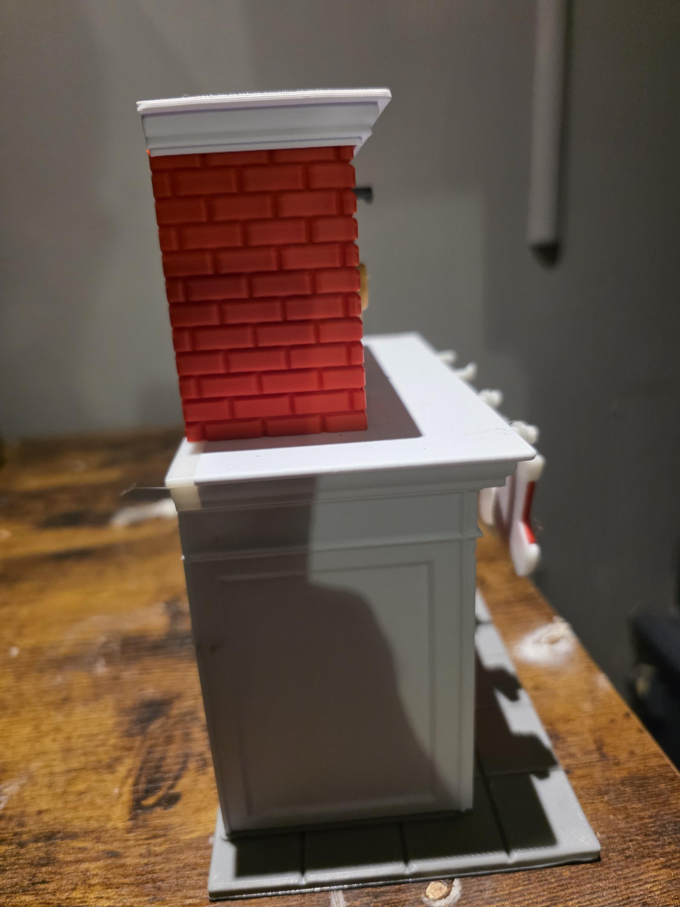 3D Printed Christmas Fireplace Scene with Flickering Tea Light