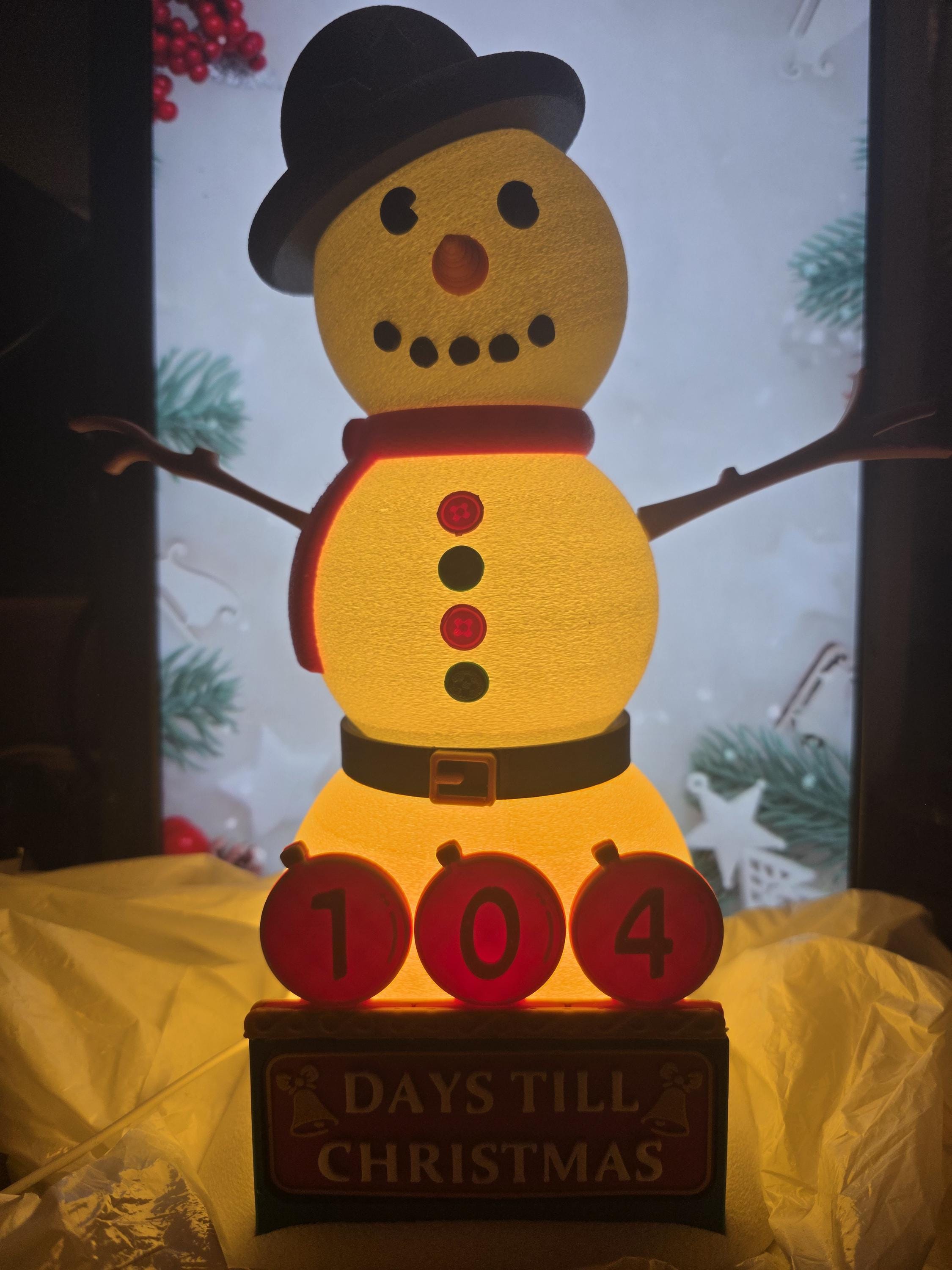 large snowman countdown figure with optional lamp function