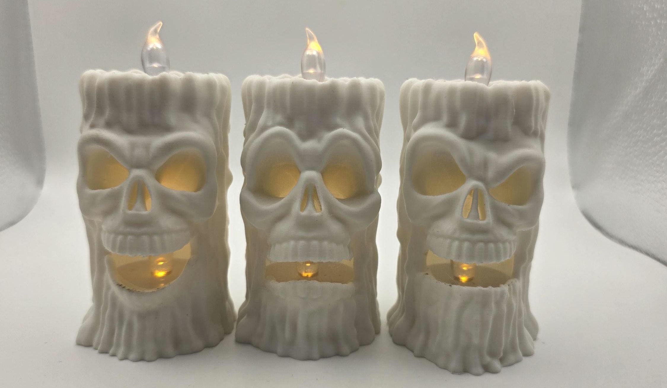 Set of 3 creepy faced candles